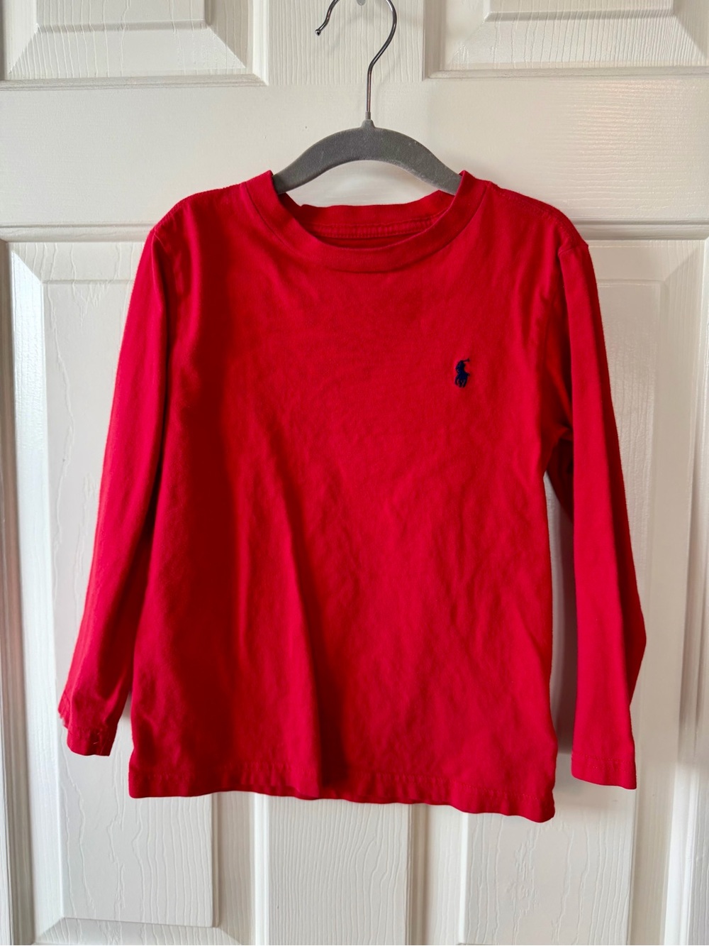 Boys Polo by Ralph Lauren Red Long-Sleeve Crewneck Tee Size 5